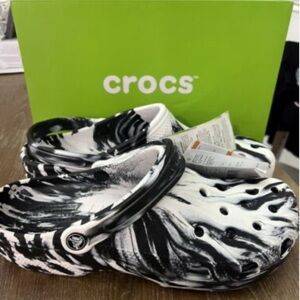 Womens Black&white tie dye Crocs